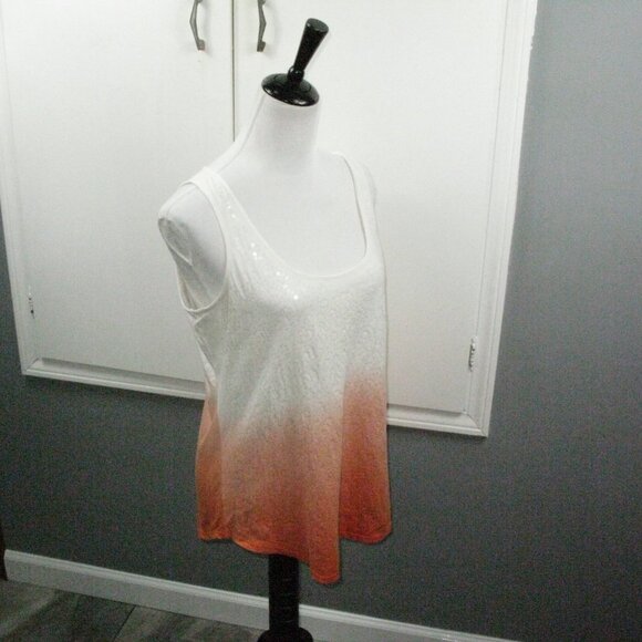A.n.a Orange Ombre Sequin Front Tank Top Size Large - Picture 4 of 4